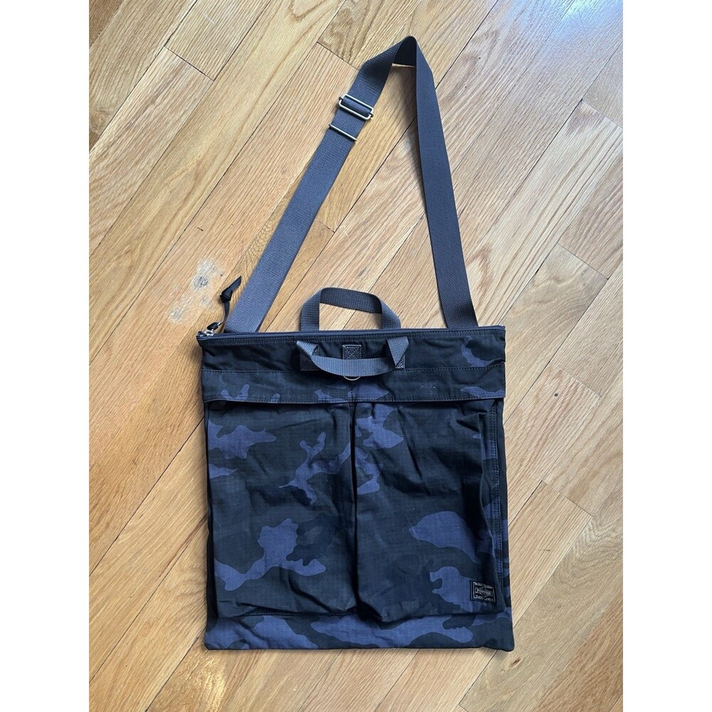 Porter Yoshida & Co. Platoon 2 Way Helmet Bag in Woodland Navy Camouflage